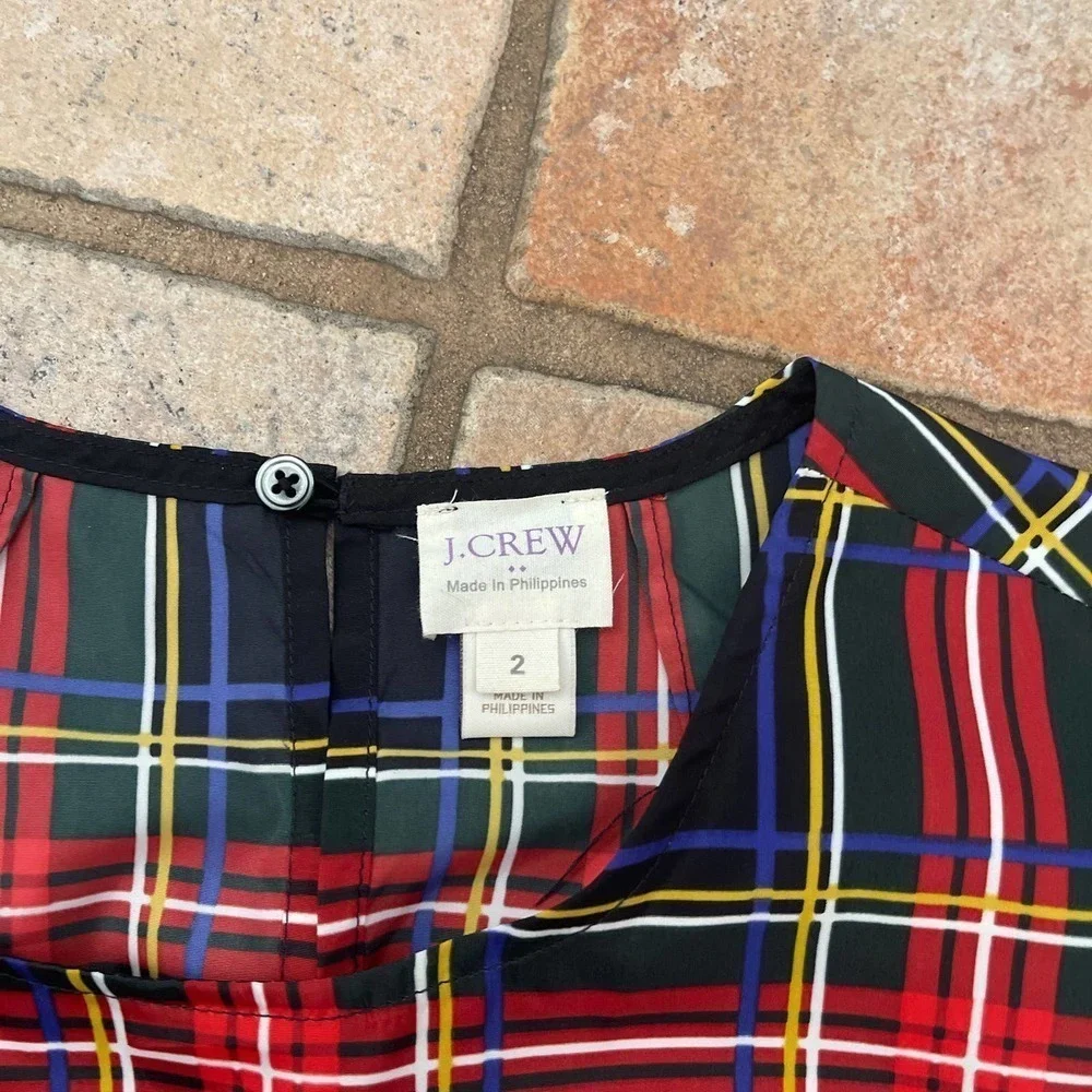 J. Crew Stewart Tartan Plaid Ruffle Tank Top